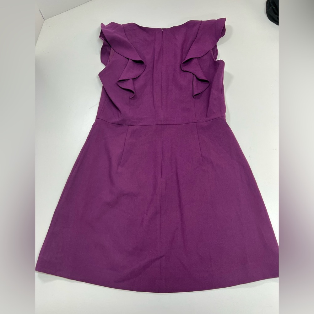 French Connection Whisper Ruffle V-Neck Dress Purple Size 10 New With Tags - Picture 13 of 14